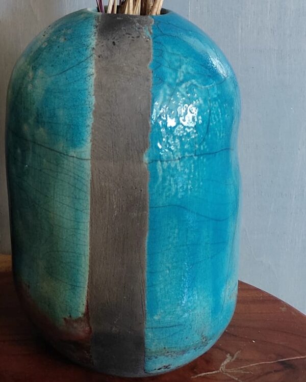 Turquise Raku vase