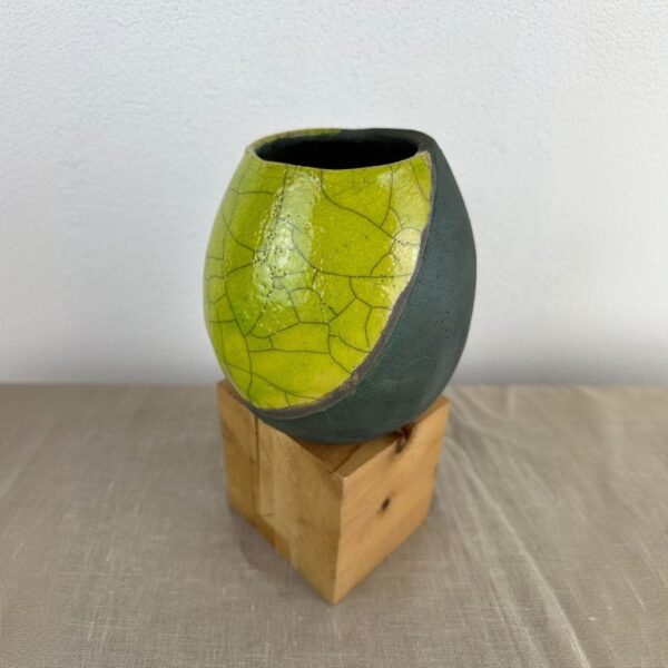 lime raku vase